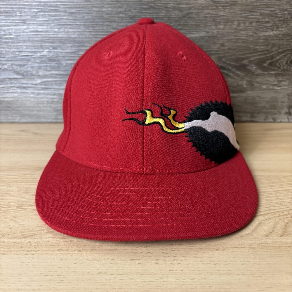Snowshoe Bike Park Hat Cap Fitted S/M Red Embroidered Cycling Mountain Bike